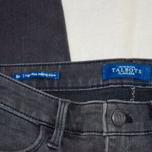 Talbots Petite 8P Black Jeans Crystal Embellished High Rise Ankle Straight